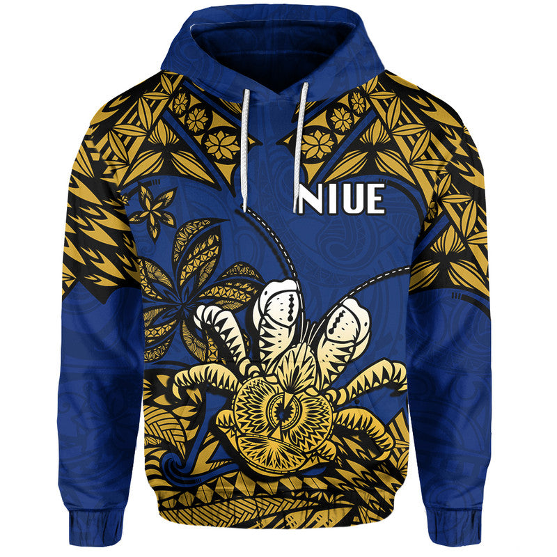 Custom Niue Uga Hoodie Tribal Patterns Blue Style LT6 Blue - Polynesian Pride