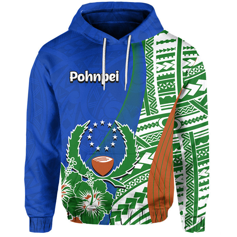 Custom Pohnpei of Micronesia Hoodie Vibe Style LT6 Pullover Hoodie Blue - Polynesian Pride