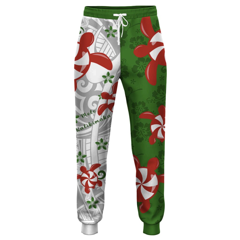 Hawaii Christmas Polynesian Joggers - Turtle Candy - AH Unisex White - Polynesian Pride