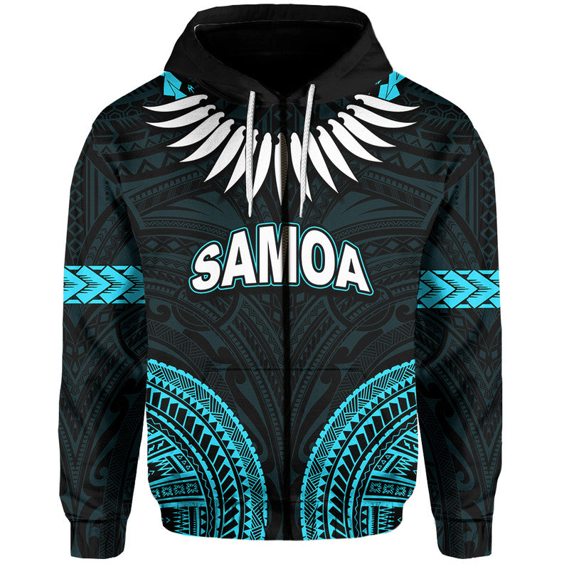 Custom Samoa Ula Nifo Tribal Hoodie Blue Style LT6 - Polynesian Pride