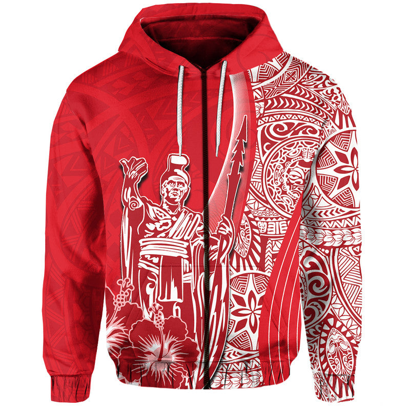 Hawaiian King Kamehameha Hoodie Vibe Red Style LT6 - Polynesian Pride