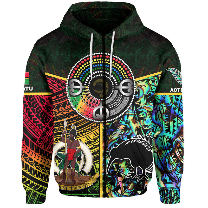 Custom Vanuatu Mix Maori and Aboriginal Hoodie LT6 - Polynesian Pride