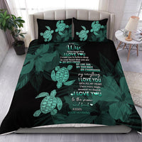 Hawaii Turtle Bedding Set Hibiscus To My Wife Turquoise AH - Polynesian Pride