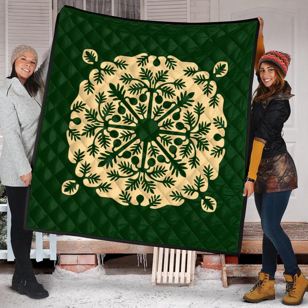 Hawaiian Quilt Alpinia Purpurata Premium Quilt - AH - Polynesian Pride