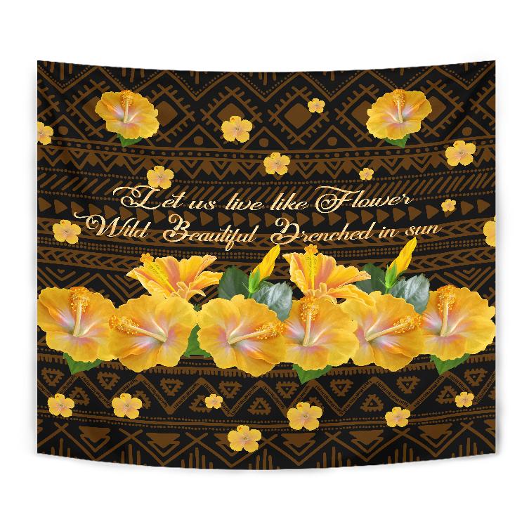Hawaii Yellow Hibiscus Tapestry - Sunshine - AH Wall Tapestry Yellow - Polynesian Pride