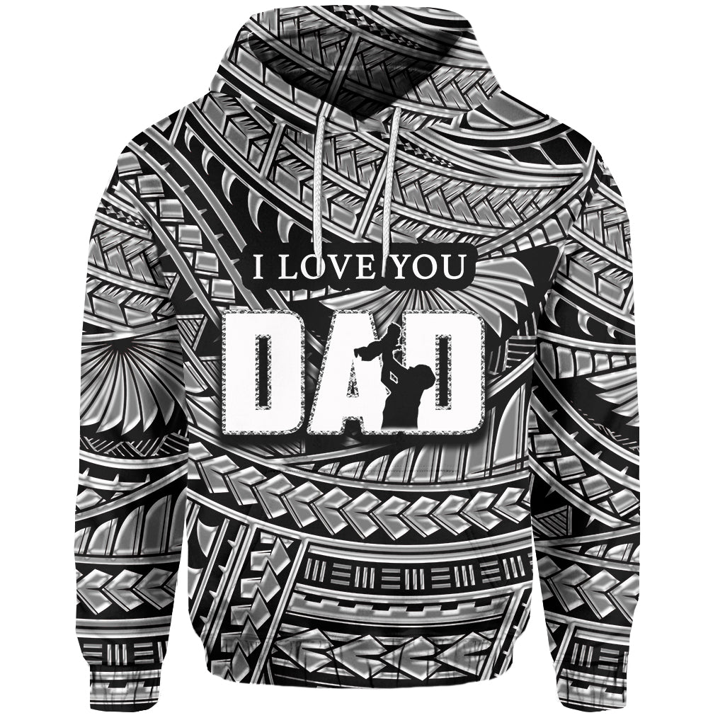 Custom Happy Fathers Day Hoodie Polynesian Patterns Black Style LT6 Hoodie Black - Polynesian Pride