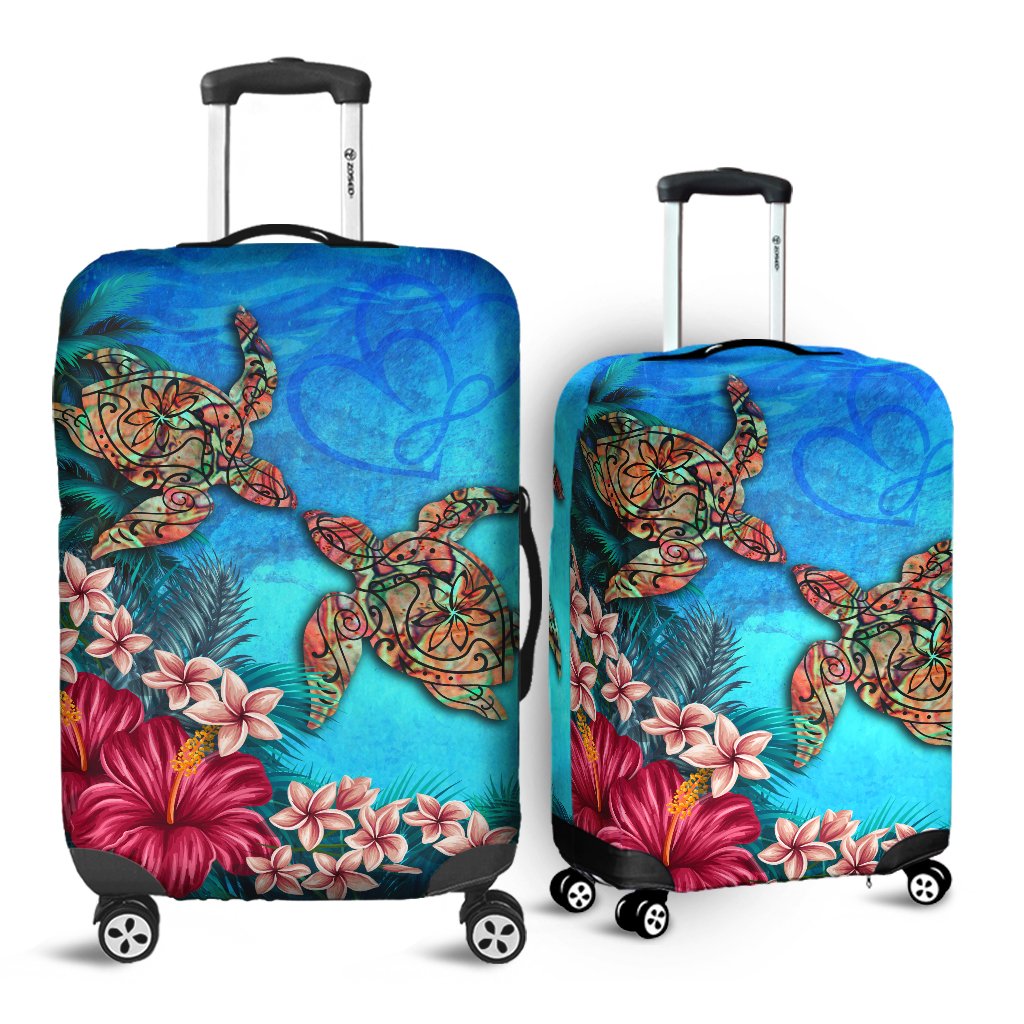 Hawaii Turtle Hibiscus Sea Luggage Covers - Ocean Of Love - AH Blue - Polynesian Pride