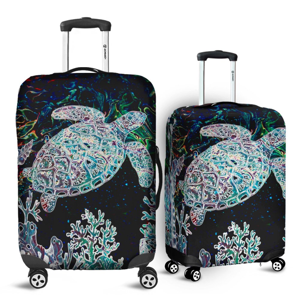 Hawaii Turtle Corals Shell Background Luggage Covers - AH Black - Polynesian Pride