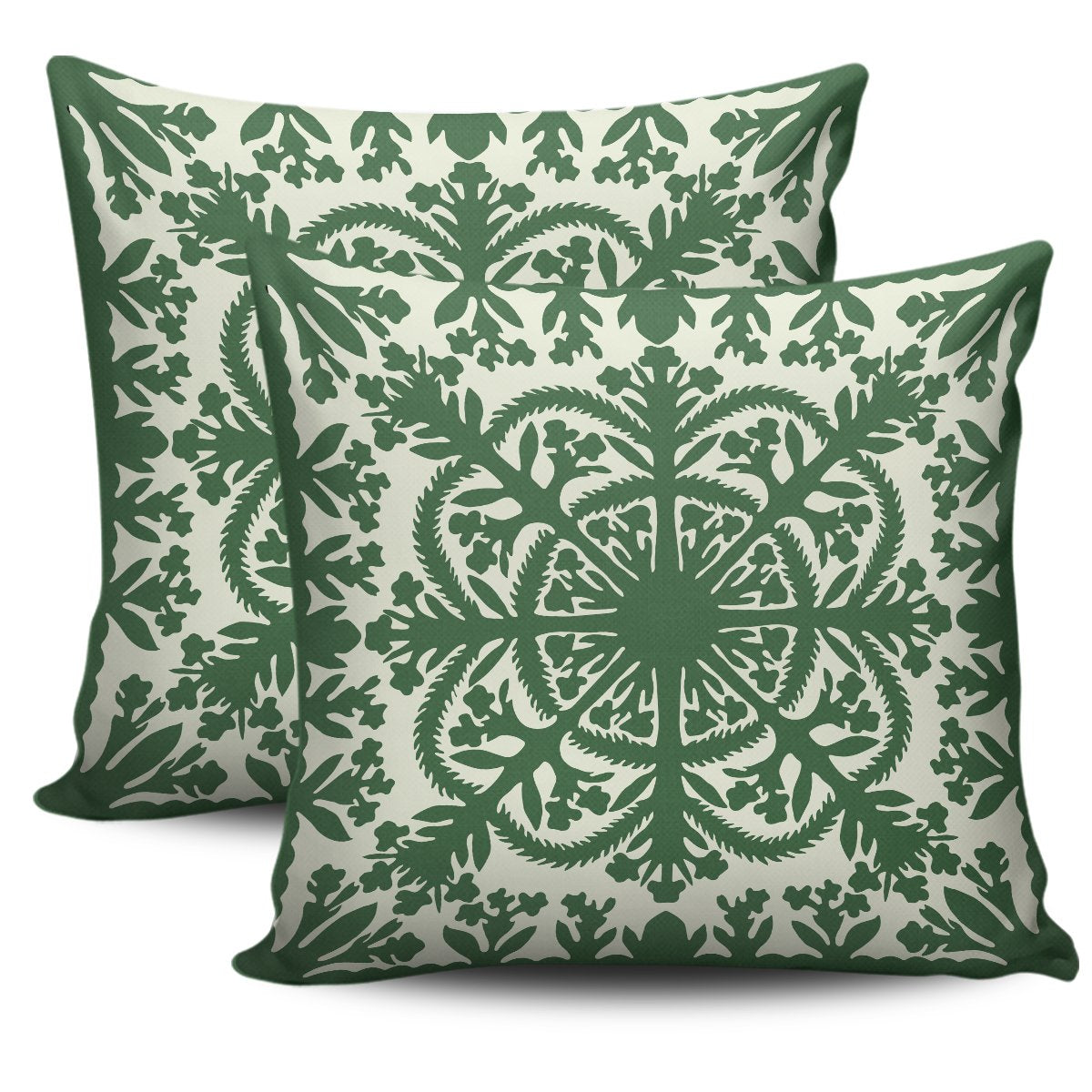 Hawaii White Ginger Quilting Pillow Cover - AH One Size Green - Polynesian Pride