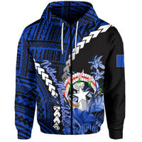Custom Northern Mariana Islands Hoodie Polynesian Style Blue Color LT6 - Polynesian Pride