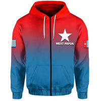 West Papua Zip up Hoodie Flag Color Simple Style LT6 Unisex Blue - Polynesian Pride