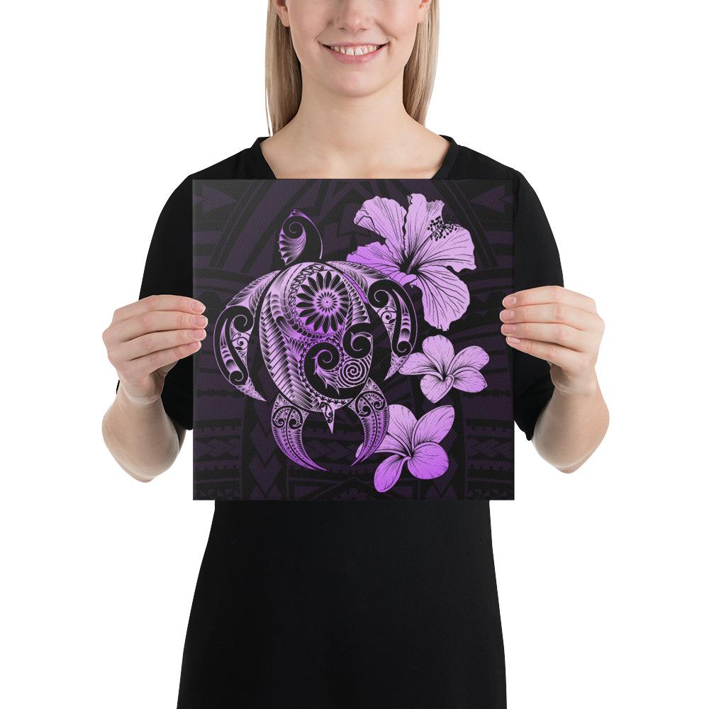 Hibiscus Plumeria Mix Polynesian Turtle Violet Canvas 12x12 Canvas Violet - Polynesian Pride