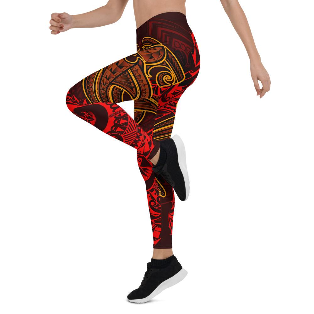 Tahiti Leggings - Red Shark Polynesian Tattoo - Polynesian Pride
