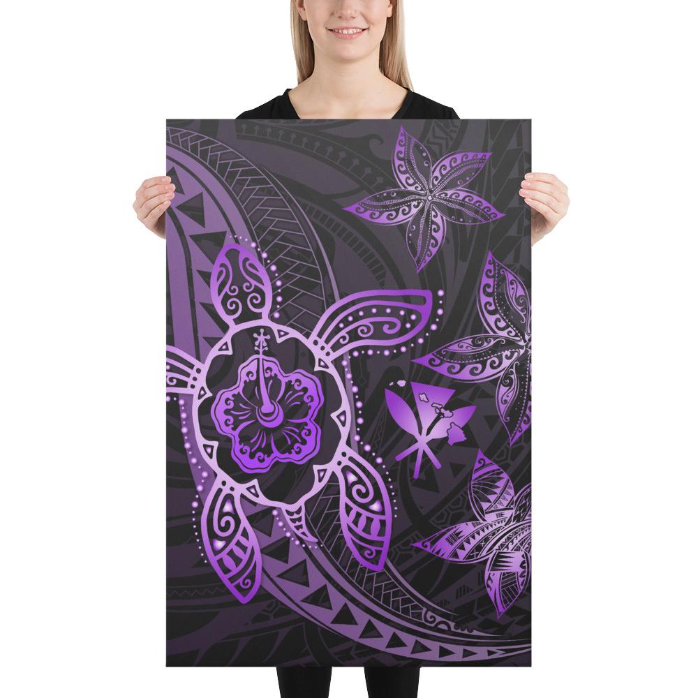 Kanaka Map Hibiscus Plumeria Turtle Art Violet Polynesian Canvas 24x36 Canvas Violet - Polynesian Pride
