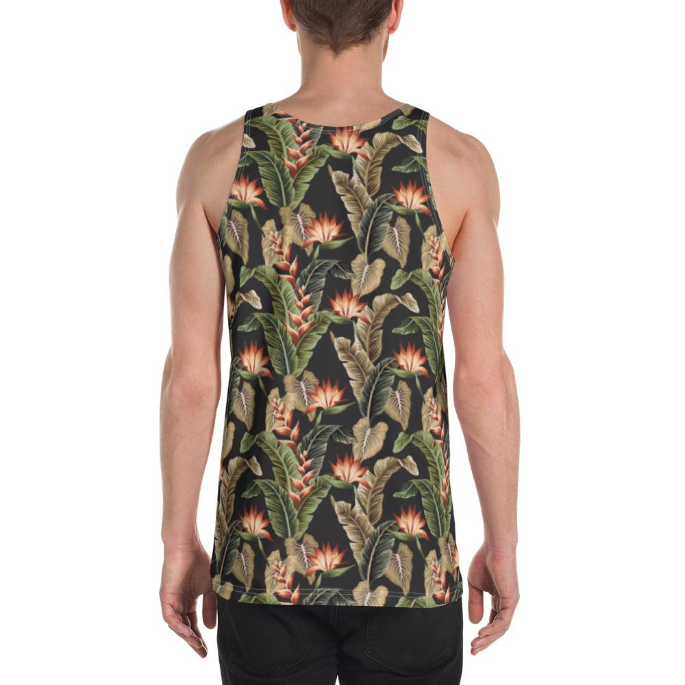 Hawaii Tropical Floral Vintage Strelitzia Flower Banana Leaves - Hawaii Men's Tank Top AH - Polynesian Pride