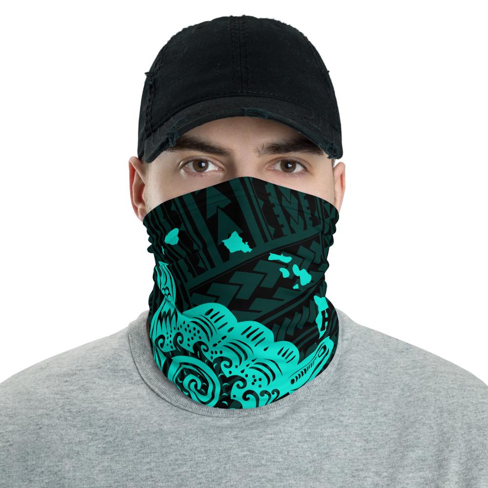 Hawaiian Bandana Polynesian Shaka Map Neck Gaiter - Turquoise One Size Turquoise - Polynesian Pride