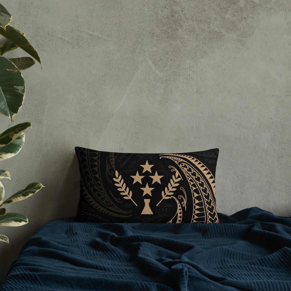 Kosrae Micronesia Basic Pillow - Gold Tribal Wave - Polynesian Pride