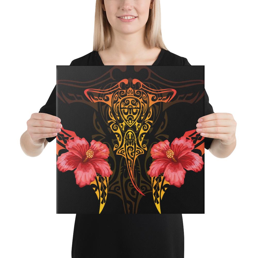 Hawaii Polynesian Hibiscus Animal Canvas 16x16 Canvas White - Polynesian Pride