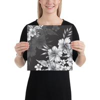 Hibiscus And Plumeria B&W Canvas 12x12 Canvas White - Polynesian Pride