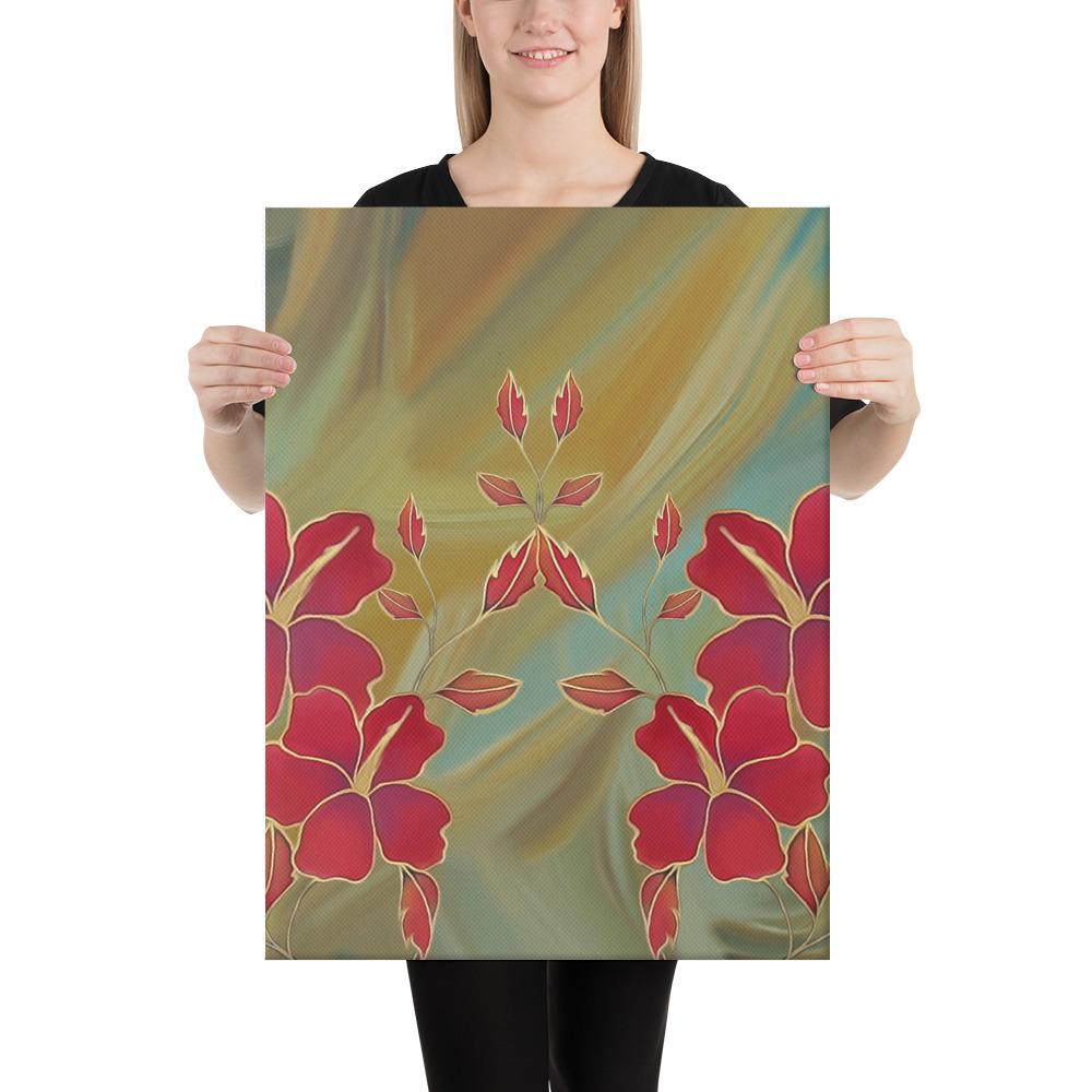 Hibiscus Water Color Canvas 18x24 Canvas White - Polynesian Pride