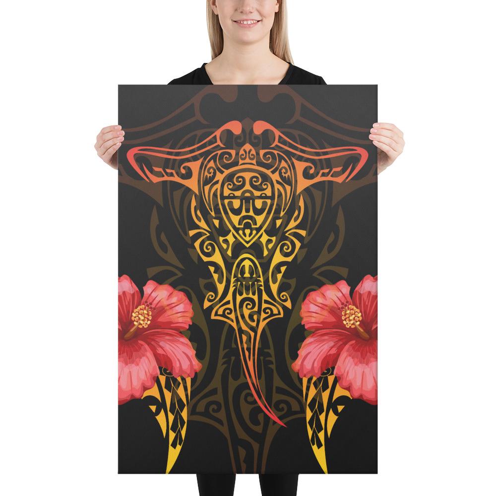 Hawaii Polynesian Hibiscus Animal Canvas 24x36 Canvas White - Polynesian Pride