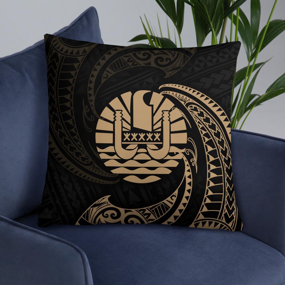 Tahiti Polynesian Basic Pillow - Gold Tribal Wave - Polynesian Pride