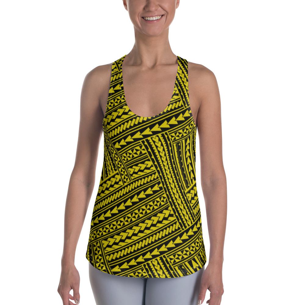 Polynesian Nation Yellow Hawaii Women's Racerback Tank Top Art - Polynesian Pride