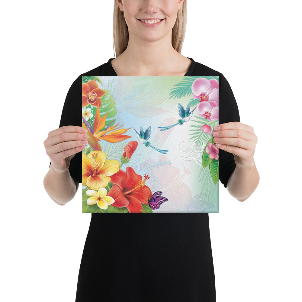 Hibiscus In Jung Canvas 12x12 Canvas White - Polynesian Pride