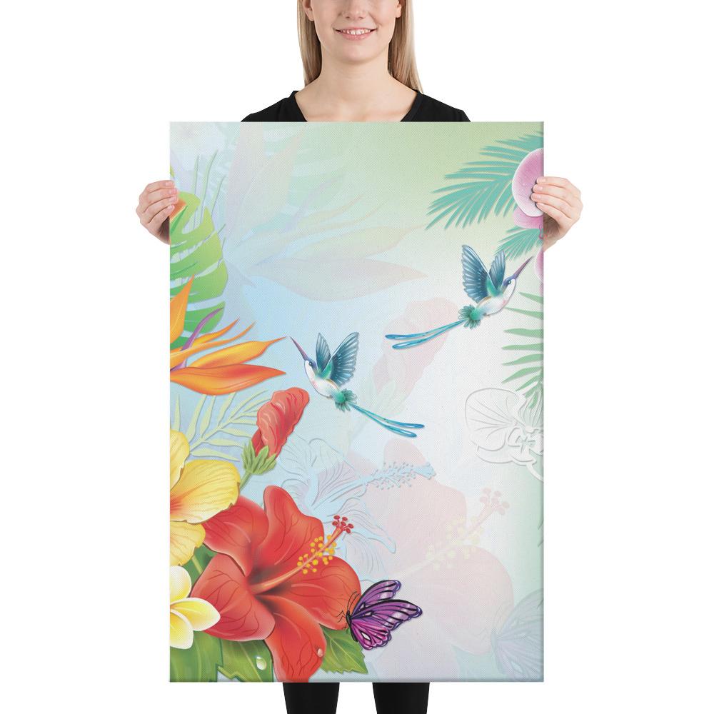 Hibiscus In Jung Canvas 24x36 Canvas White - Polynesian Pride