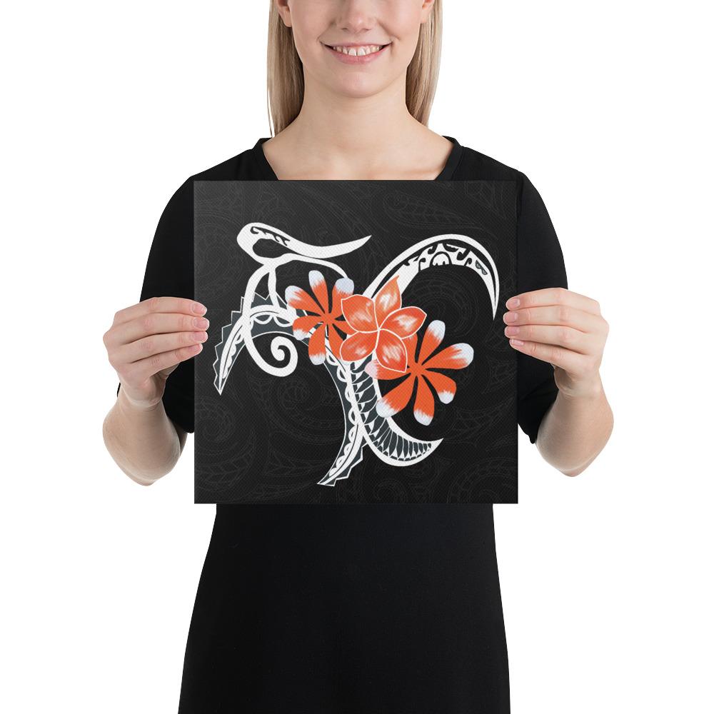 Plumeria Polynesia Orange Canvas 12x12 Canvas Orange - Polynesian Pride