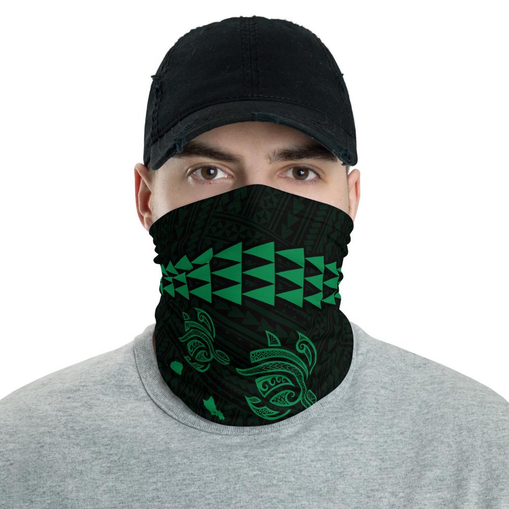 Hawaii Bandana Kakau Polynesian Three Turtle Map Neck Gaiter - Green Green One Size - Polynesian Pride