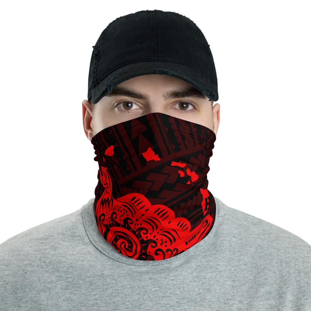 Hawaiian Bandana Polynesian Shaka Map Neck Gaiter - Red One Size Red - Polynesian Pride