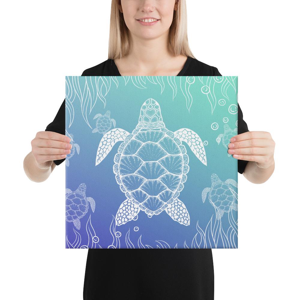 Turtle Gardiant Background Canvas 16x16 Canvas White - Polynesian Pride