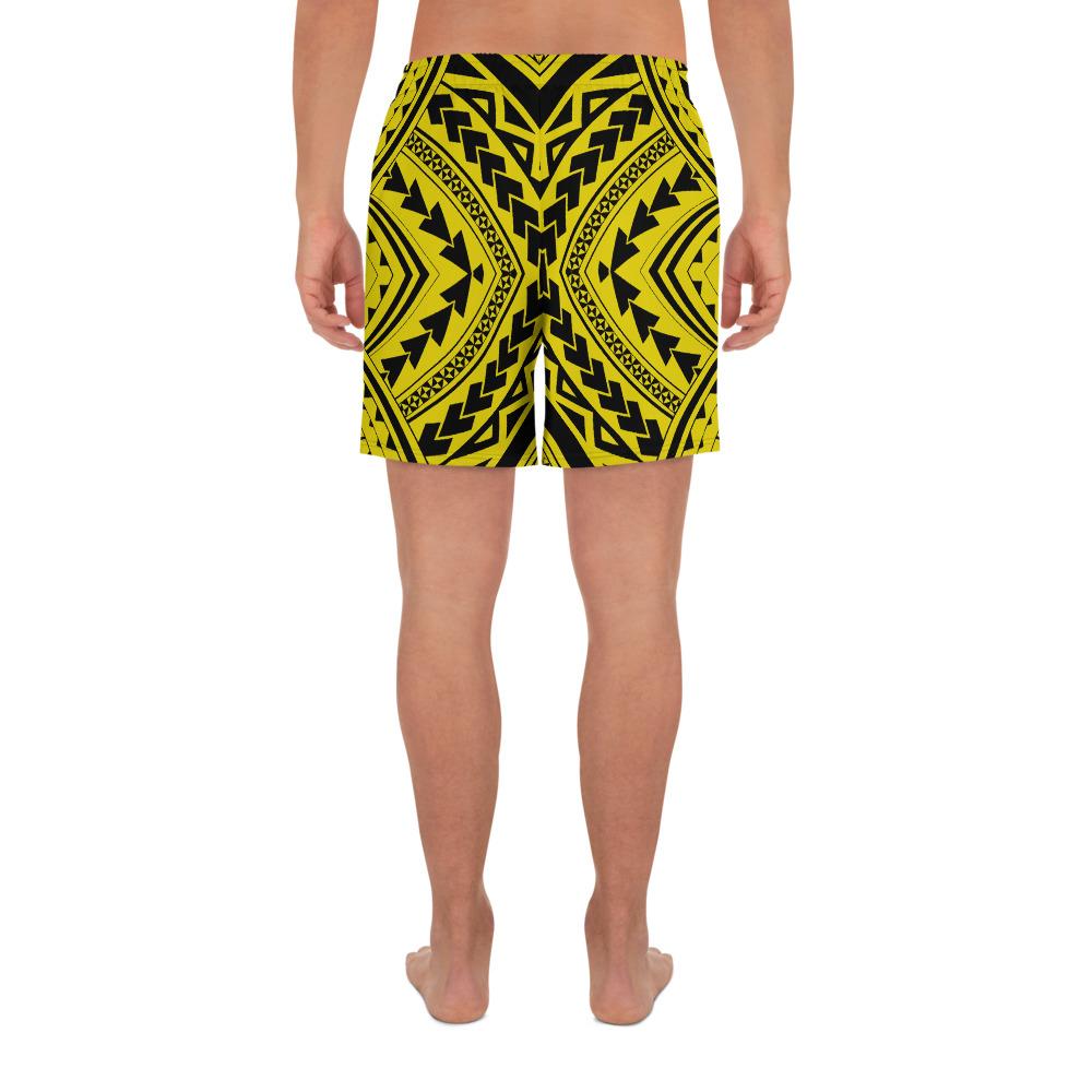 Polynesian Tradition Yellow Men's Athletic Long Shorts - Polynesian Pride