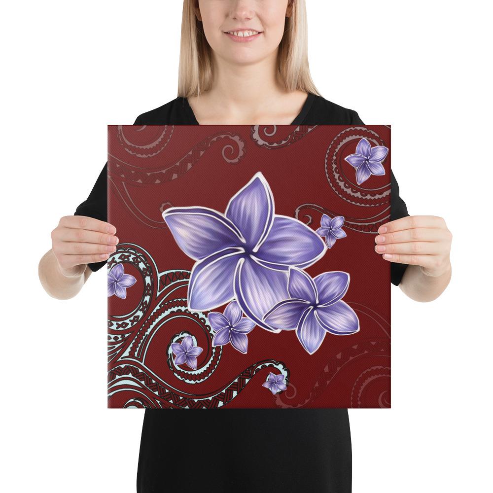 Plumeria Violet Polynesia Red Canvas 16x16 Canvas Red - Polynesian Pride