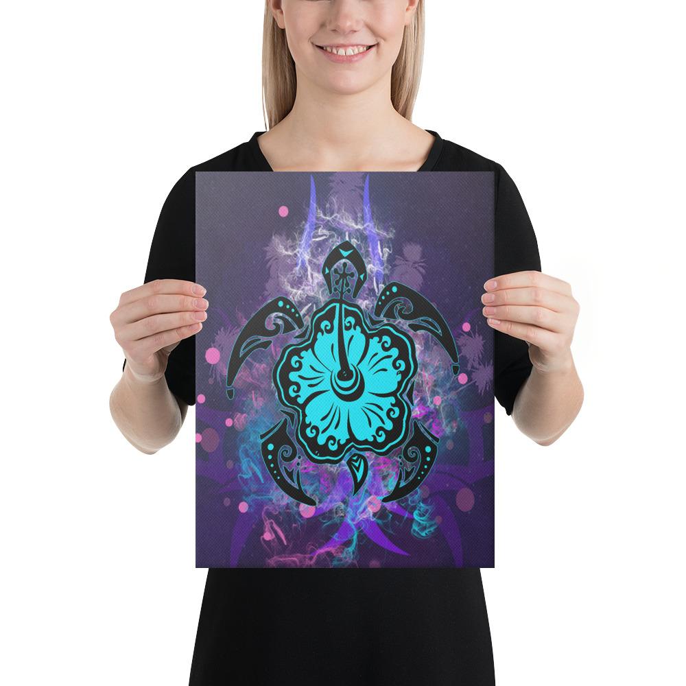 Turtle Hibiscus Galaxy Violet Canvas 12x16 Canvas Violet - Polynesian Pride