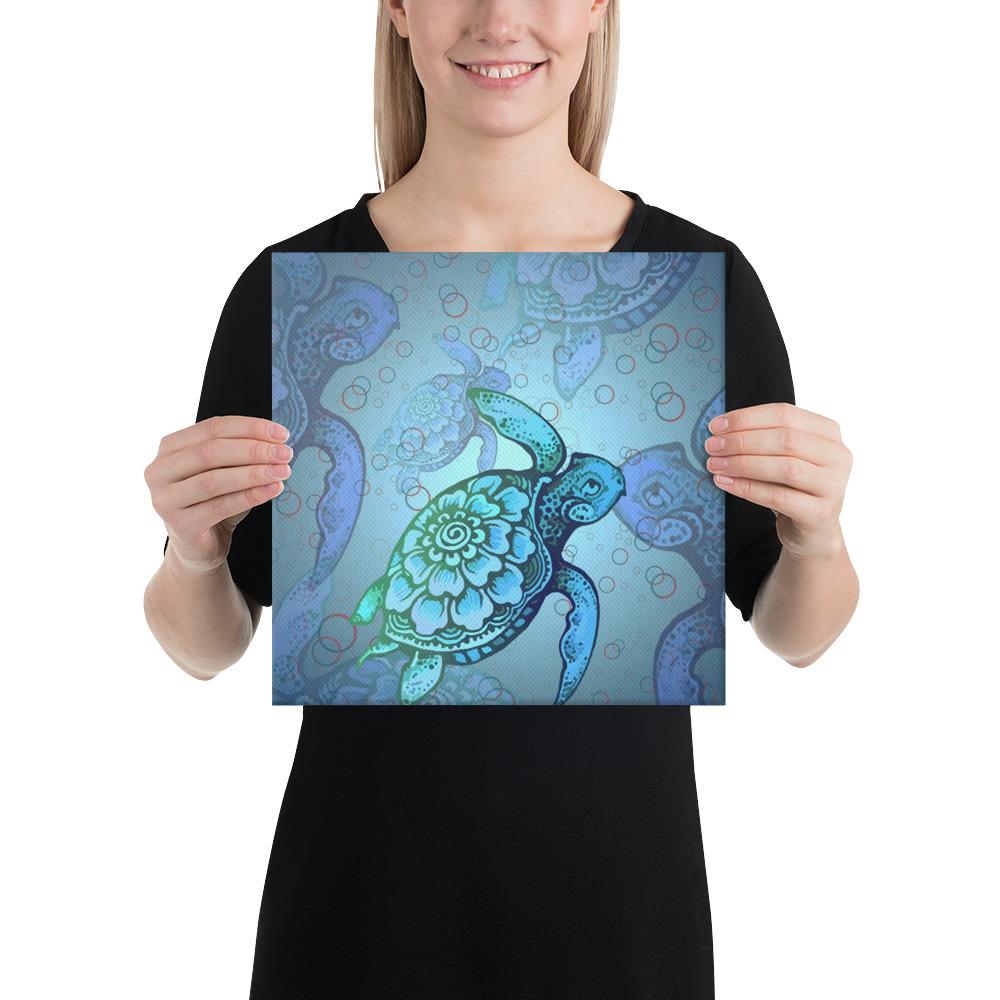 Turtle Beauty Canvas 12x12 Canvas White - Polynesian Pride