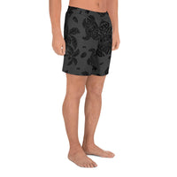 Polynesian Turtle Palm And Sea Pebbles Gray Men's Athletic Long Shorts - Polynesian Pride