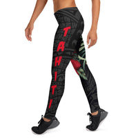 Tahiti Polynesian Leggings - Hibiscus Coat of Arms - Polynesian Pride