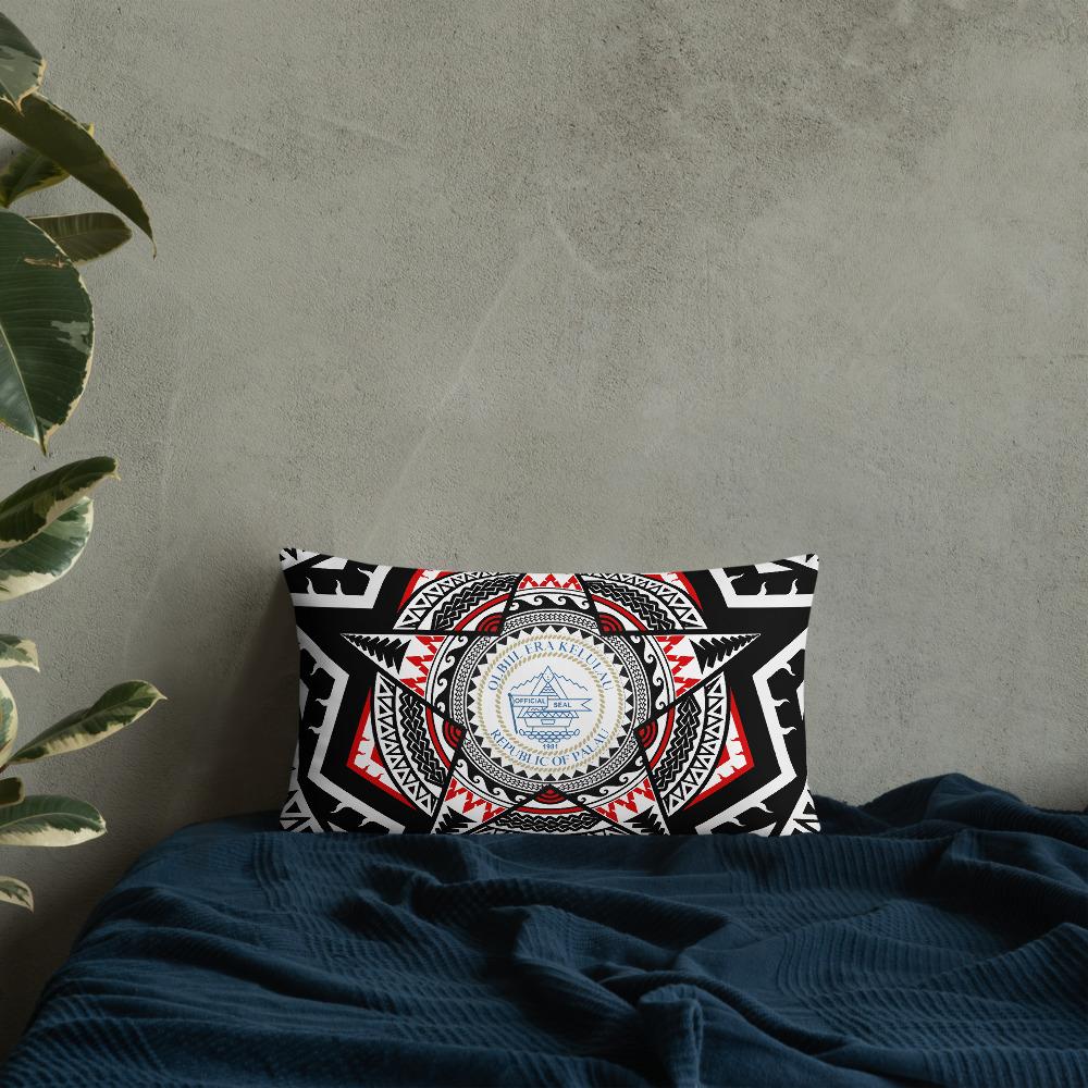 Palau Pillow - Mandala Star Patterns 20×12 Black Pillow - Polynesian Pride