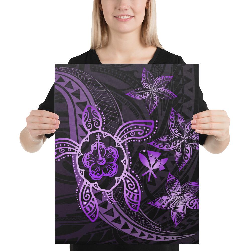 Kanaka Map Hibiscus Plumeria Turtle Art Violet Polynesian Canvas 16x20 Canvas Violet - Polynesian Pride