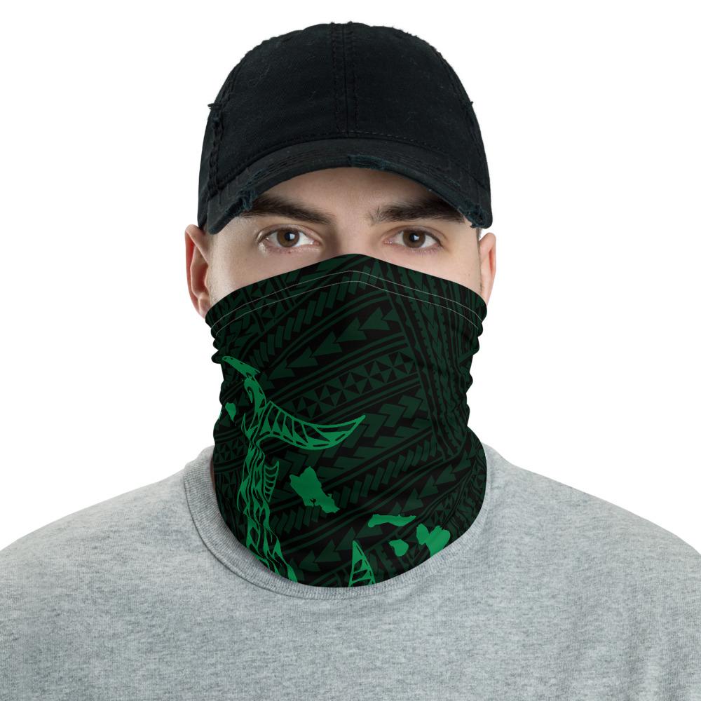 Hawaiian Bandana - Hawaiian Map Hammerhead Shark Polynesian Neck Gaiter Green Green One Size - Polynesian Pride