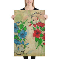 Hibibus Blue And Red Canvas 24x36 Canvas Blue - Polynesian Pride
