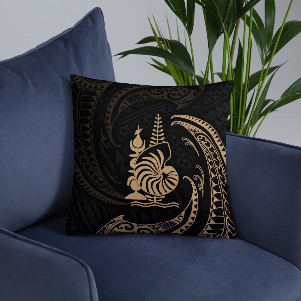 New Caledonia Polynesian Basic Pillow - Gold Tribal Wave - Polynesian Pride