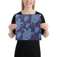 Turtle Neon Canvas 12x12 Canvas White - Polynesian Pride