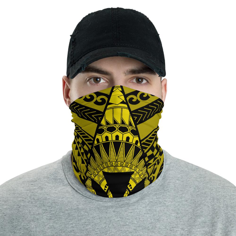 Hawaiian Bandana Kakau Kanaka Anchor Neck Gaiter - Triangle Style - AH - Yellow One Size Yellow - Polynesian Pride