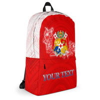 Tonga Backpack - Custom Hibiscus With Coat Of Arms - Polynesian Pride