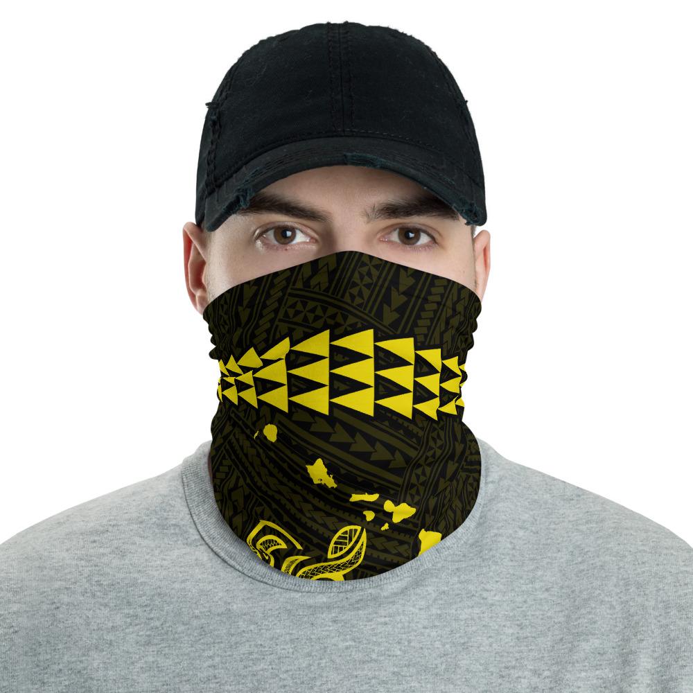 Hawaii Bandana Kakau Polynesian Turtle Map Neck Gaiter - Yellow Yellow One Size - Polynesian Pride