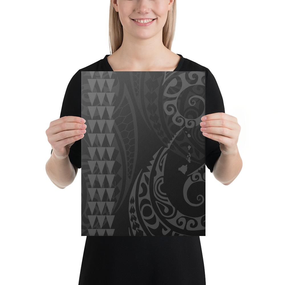 Hawaiian Map Polynesian Canvas Gray 12x16 Canvas Green - Polynesian Pride