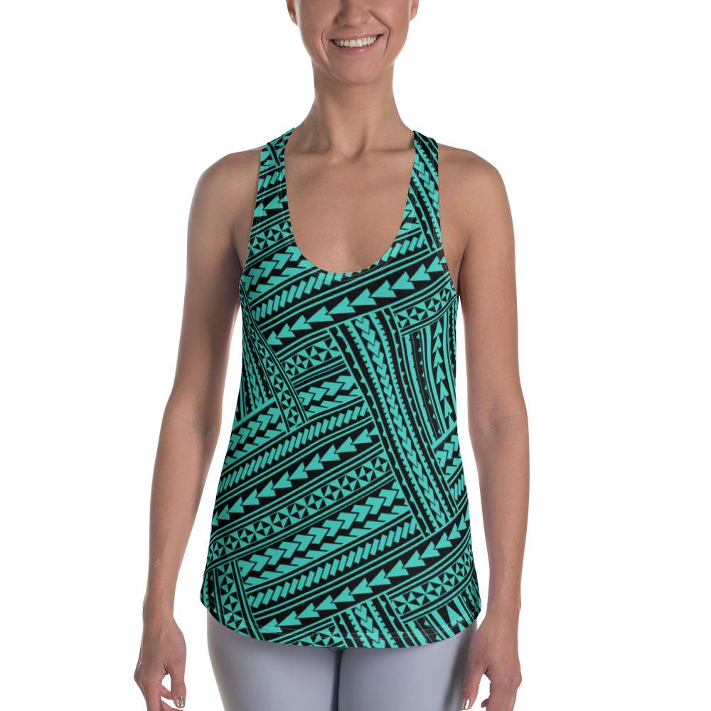 Polynesian Nation Turquoise Hawaii Women's Racerback Tank Top Art - Polynesian Pride